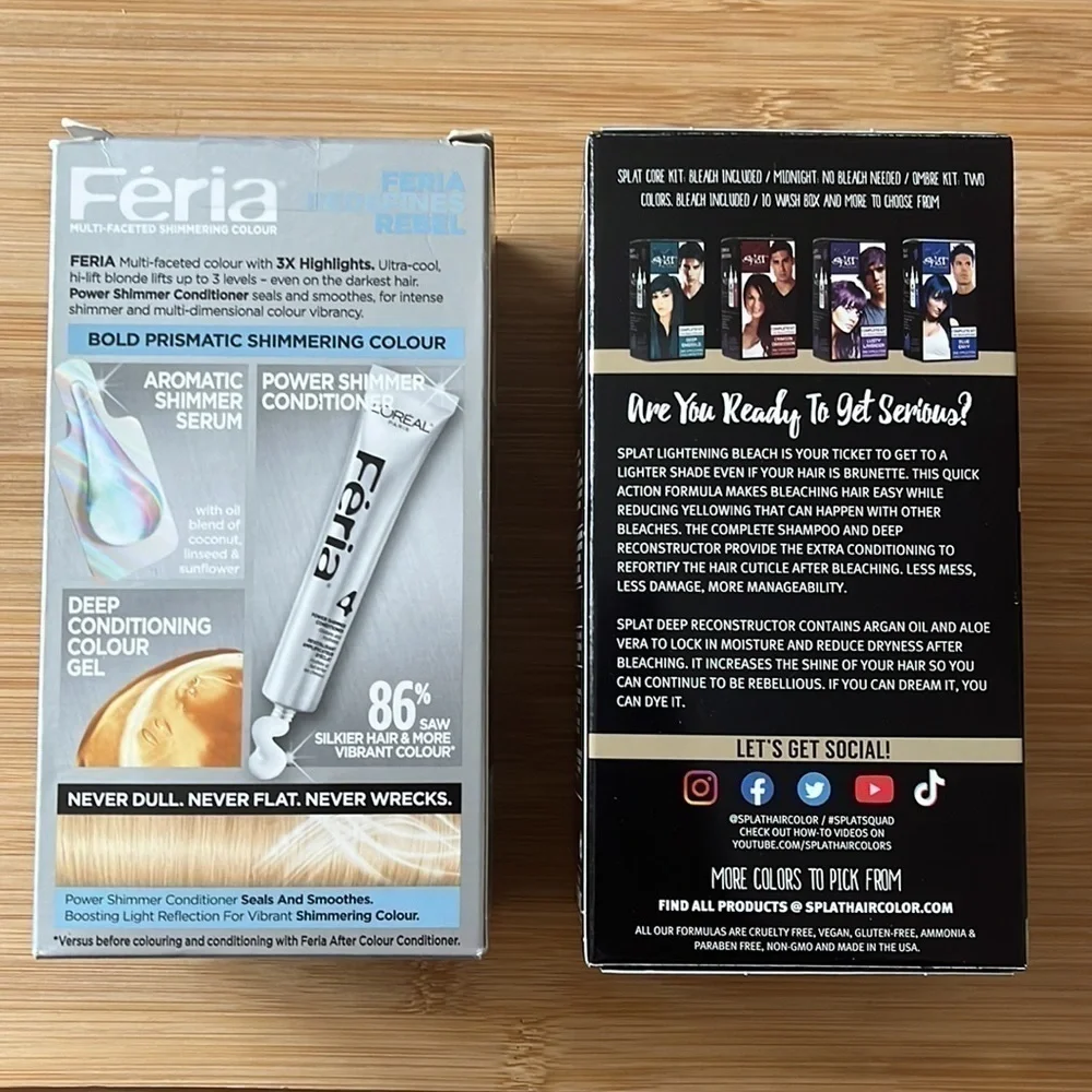 Brand New Set of 2 Blonde Hair Dye Hi-Lift Ultra Lightening Bleach Féria Splat
